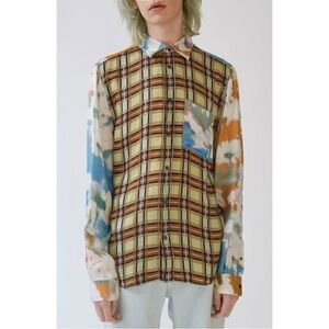ASO ASAP Rocky Acne Studios Bla-Konst Plaid Floral Colorful Silky Shirt
